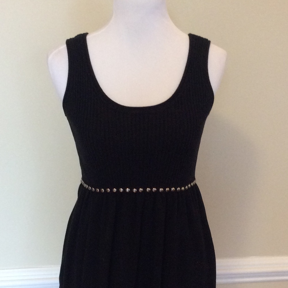 Tracy M knit tank in black trimmed w/silver